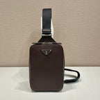 PRADA CHEST BAG 20 IN CHOCOLATE SAFFIANO LEATHER