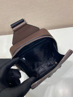 PRADA CHEST BAG 20 IN CHOCOLATE SAFFIANO LEATHER