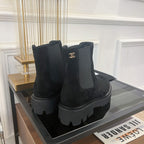 CHANEL ANKLE BOOTS 4.5 CM IN BLACK LAMB SUEDE