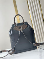 LOUIS VUITTON MONTSOURIS VIBE PM BACKPACK 30 IN BLACK LAMBSKIN SILVER CHAIN