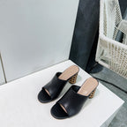 DIOR ICON HEELED SLIDE BLACK CALFSKIN 95 MM