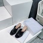 DIOR ICON HEELED SLIDE BLACK CALFSKIN 95 MM