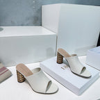 DIOR ICON HEELED SLIDE WHITE CALFSKIN 95 MM