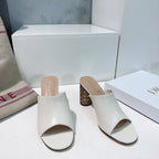 DIOR ICON HEELED SLIDE WHITE CALFSKIN 95 MM