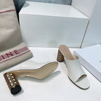 DIOR ICON HEELED SLIDE WHITE CALFSKIN 95 MM