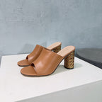 DIOR ICON HEELED SLIDE BRONZE BROWN CALFSKIN 95 MM