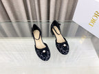 DIOR PEARL MARY JANE PUMP IN BLACK MIX WHITE TWEED 30 MM