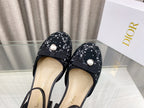 DIOR PEARL MARY JANE PUMP IN BLACK MIX WHITE TWEED 30 MM