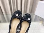 DIOR PEARL MARY JANE SLINGBACKS IN BLACK MIX WHITE TWEED 30 MM