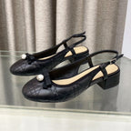 DIOR PEARL MARY JANE SLINGBACKS IN BLACK LAMBSKIN 30 MM