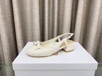 DIOR PEARL MARY JANE SLINGBACKS IN WHITE LAMBSKIN 30 MM
