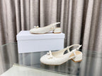 DIOR PEARL MARY JANE SLINGBACKS IN WHITE LAMBSKIN 30 MM