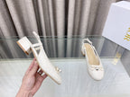 DIOR PEARL MARY JANE SLINGBACKS IN WHITE LAMBSKIN 30 MM