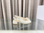 DIOR PEARL MARY JANE SLINGBACKS IN WHITE LAMBSKIN 30 MM