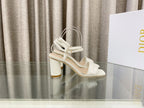 DIOR DWAY HIGH HEEL EMBROIDERED SANDAL WHITE CALFSKIN 75 MM