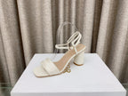 DIOR DWAY HIGH HEEL EMBROIDERED SANDAL WHITE CALFSKIN 75 MM