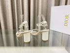 DIOR DWAY HIGH HEEL EMBROIDERED SANDAL WHITE CALFSKIN 75 MM