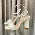 DIOR DWAY HIGH HEEL EMBROIDERED SANDAL WHITE CALFSKIN 95 MM