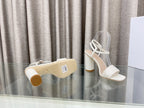 DIOR DWAY HIGH HEEL EMBROIDERED SANDAL WHITE CALFSKIN 95 MM