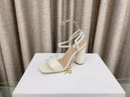 DIOR DWAY HIGH HEEL EMBROIDERED SANDAL WHITE CALFSKIN 95 MM