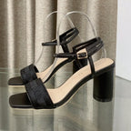 DIOR DWAY HIGH HEEL EMBROIDERED SANDAL BLACK CALFSKIN 75 MM