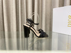 DIOR DWAY HIGH HEEL EMBROIDERED SANDAL BLACK CALFSKIN 95 MM