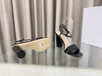 DIOR DWAY HIGH HEEL EMBROIDERED SANDAL BLACK CALFSKIN 95 MM