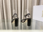 DIOR DWAY HIGH HEEL EMBROIDERED SANDAL BLACK CALFSKIN 95 MM
