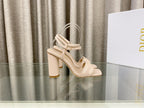 DIOR DWAY HIGH HEEL EMBROIDERED SANDAL LIGHT PINK CALFSKIN 95 MM