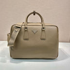 PRADA BRIEFCASE 40 IN DRIED MOSS GRAINED CALFSKIN