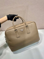 PRADA BRIEFCASE 40 IN DRIED MOSS GRAINED CALFSKIN