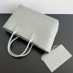 BOTTEGA VENETA LARGE CABAT 51 IN RHINO GRAY LAMBSKIN