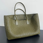 BOTTEGA VENETA LARGE CABAT 51 IN ARMY GREEN LAMBSKIN