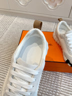 HERMES BOUNCING SNEAKER IN WHITE GRAPHIC MESH AND PASTEL GRAY SUEDE