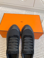 HERMES BOUNCING SNEAKER IN BLACK GRAPHIC MESH AND CALFSKIN