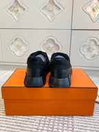 HERMES BOUNCING SNEAKER IN BLACK GRAPHIC MESH AND CALFSKIN