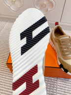 HERMES BOUNCING SNEAKER IN CIDER BROWN GRAPHIC MESH AND SUEDE