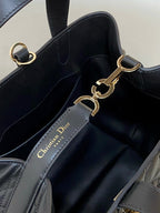 DIOR MEDIUM TOUJOURS BUCKET BAG 22 IN BLACK CANNAGE CALFSKIN