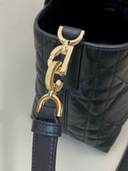 DIOR MINI TOUJOURS BUCKET BAG 18 IN BLACK CANNAGE CALFSKIN