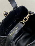 DIOR MINI TOUJOURS BUCKET BAG 18 IN BLACK CANNAGE CALFSKIN