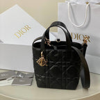 DIOR MINI TOUJOURS BUCKET BAG 18 IN BLACK CANNAGE CALFSKIN