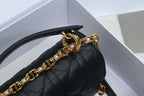 DIOR JOLIE TOP HANDLE BAG 19 IN BLACK CANNAGE CALFSKIN
