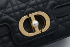 DIOR JOLIE TOP HANDLE BAG 19 IN BLACK CANNAGE CALFSKIN