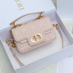 DIOR JOLIE TOP HANDLE BAG 19 IN PALE PINK CANNAGE CALFSKIN