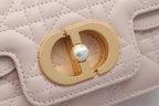 DIOR JOLIE TOP HANDLE BAG 19 IN PALE PINK CANNAGE CALFSKIN