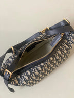 DIOR MEDIUM D-JOURNEY SHOULDER BAG 25 IN BLACK MONOGRAM OBLIQUE JACQUARD
