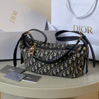 DIOR MEDIUM D-JOURNEY SHOULDER BAG 25 IN BLACK MONOGRAM OBLIQUE JACQUARD