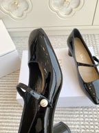 DIOR PEARL JOLIE MARY JANE PUMPS IN BLACK CALFSKIN