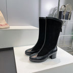 CHANEL SHORT BOOTS 25S 45 MM IN BLACK SUEDE AND LAMBSKIN
