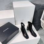 CHANEL ANKLE BOOTS 25S 45 MM IN BLACK LAMBSKIN WITH ZIPPER